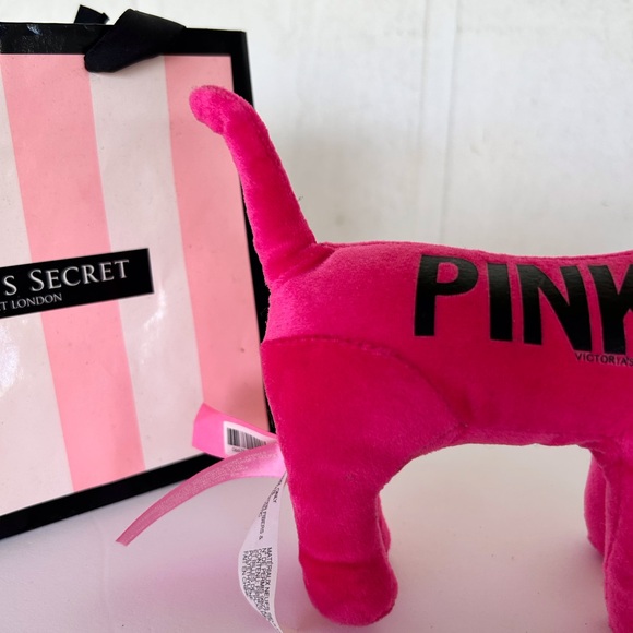 PINK VICTORIAS SECRET PLUSH VELVET PINK DOG NWT - Picture 10 of 14